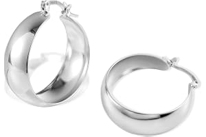 ALEXCRAFT Breda örhängen Large Hoop Örhängen Silver 925 Dampresent för kvinnor Flickvän Mamma Tjejer