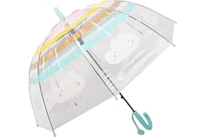 ThreeH Dziecięcy przezroczysty parasol bąbelkowy automatycznie otwierany 8 żeber z włókna z łatwym do chwytania uchwytem przezroczysta kopuła tęczowy parasol
