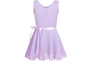 iiniim Vestido de Danza Maillot Ballet Niña Baile Tutú Princesa Leotardo Algodón Gimnasia Clásico sin Mangas con Falda Gasa Elegante Dancewear para Actuación Chica Muchacha