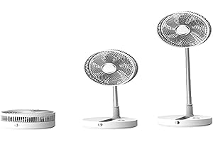 APOKIN Ventilador de Pie Silencioso Plegable Portátil Recargable con Mando a Distancia Batería Recargable 7200MHA Extensible con Palo Telescópico con 3 Velocidades Base Antideslizante