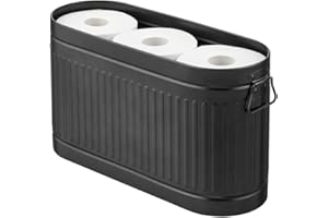 mDesign Organizer bagno per 6 rotoli di carta igienica – Portarotolo bagno da appoggio in stile retrò – Compatto porta rotoli carta per la toilette principale o degli ospiti – nero