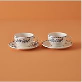 Bella Maison Bleu Blanc Porselen 2'Li &Ccedil;ay Fincan Seti Mavi (270 Cc)