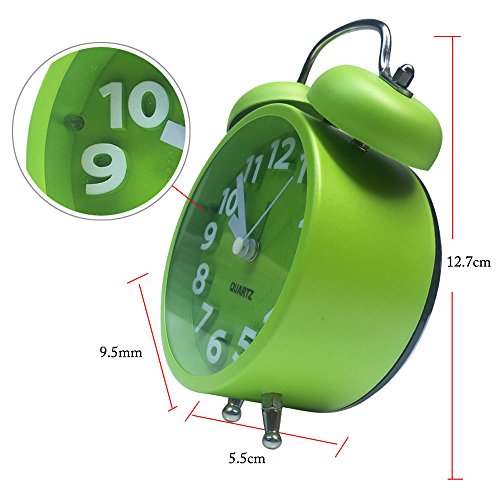 cooja Twin Bell geräuschlos Quarz Analog Nachttisch Lovely Wecker, Schwarz - 3