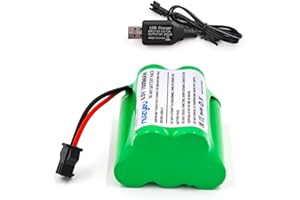 Nvizyeu 6V Batterie 1500mAh Rechargeable AA Nimh Pack Batterie pour RC Voiture Lampe Solaire avec câble de Charge (6v Trapèze)