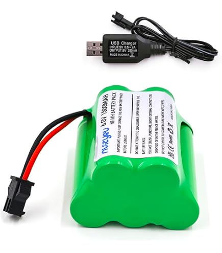 Gecoty® Batterie rechargeable Ni-MH AA 7,2 V 2400 mAh avec câble de charge (fiche JST