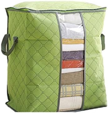 Webtrans Portable Organizer Large Clothes Bedding Duvet Zipped Pillows Non Woven Storage Bag Travel Garment Bags (Green)