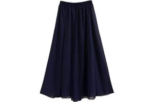 GOTHDEN Golden Service Femme Jupe Boheme Tour de Taille Elastique Casual en Chiffon Dress Plage Mariage Grande