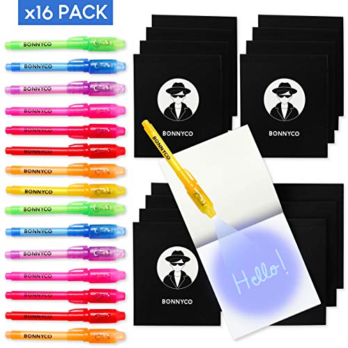BONNYCO UV Stift und Notizbuch, 16 Stück Mitgebsel Kindergeburtstag Jungen & Mädchen | Kindergeburtstag Gastgeschenke, Adventskalender Inhalt und kleine Geschenke für Kinder | Mini Geschenke