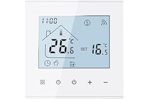 MincoHome Smart Thermostat Save Energy WiFi Digital Room Thermostat Underfloor Heating Temperature Controller Compatible Amazon Alexa, Google Assistant (White for Electric Heating)