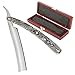 Witasm Straight Razor Set Cut Throat Barber Razor Shavette with Gold Handle & Rose Wood Case