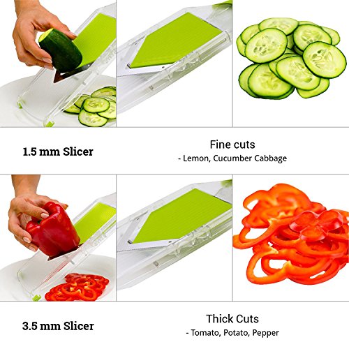 Keynice professioneller 4in1 Kartoffelschneider. Verwendbar als Gemüsehobel, Käsereibe, Tomatenschneider, Gemüseschneider, Pommes Frites Schneider, Allesschneider / 4 scharfe Klingen aus rostfreiem Stahl - 2