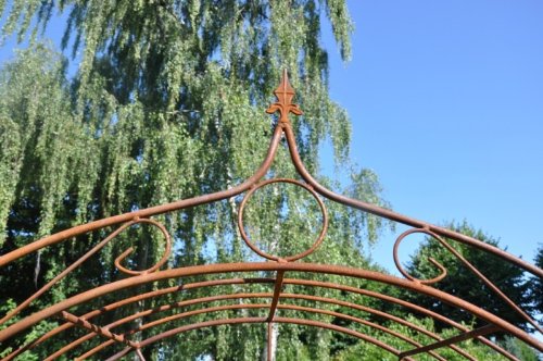 Rosenbogen mit Bank – sehr massiv – Metall Rost, Gartenbank, Metallbank, Lovebank - 3