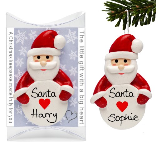 Personalised Christmas Decoration, Father Christmas bauble, Santa, RED Love Heart - Truly for You