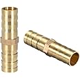 sourcing map 39x10mm or 3/8" ID Brass Barb Splicer Fitting,Straight Barb Hose Fitting Air Gas Water Fuel,2pcs
