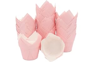 LA LLARETA 100 Pezzi Carta per Muffin, Tulip Cupcake Liners Pirottini, Pirottini per Muffin, Resistente All'olio, Tulip Pirottini di Carta Muffin per la Cottura di Torte, Matrimoni, Compleanni, Feste