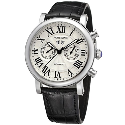 forsining Hombre carcasa de acero inoxidable automático analógico pantalla muñeca reloj...