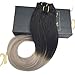 Sunny 120g/7pcs Dip Dyed Hair Extensions Clip Natural Black to Grey Remy Straight Human Hair Clip in Extensions 20inch