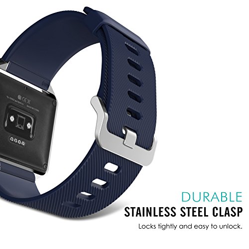 MoKo Fitbit Blaze Armband – Silikon Sportarmband Sport Band Uhrenarmband Uhr Erstatzband mit Stiftschließe aus Edelstahl für Fitbit Blaze Smart Fitness Watch, Mitternachtsblau - 3