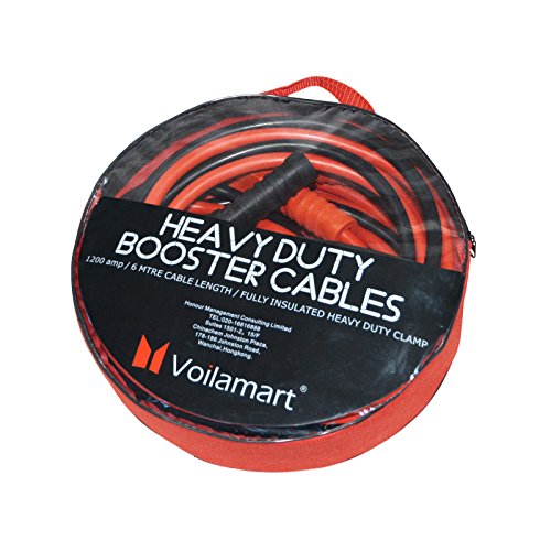 Voilamart Câbles solides de démarrage de batterie de voiture à essence et diesel de 6 m - 1 200 A / 2 000 / 3 000 A pour voiture, van, camion