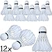 Produktbild HOMETOOLS.EU® - 12x Badminton Federbälle SHENG JIE SJ1| Feder-Ball Bad-Minton Training | weiß Kork Kopf, Feder Korb | Spar-Packung, 12 Stück