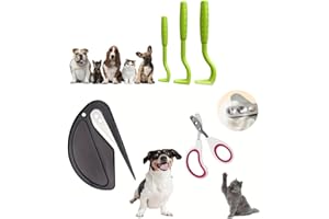 Ksalux Pack de 5 accessoires pour Chat et chien : Coupe-Ongles, Kit Anti-Tiques, et Démêleur de Nœuds, Pack Ultime de Soins pour animaux de compagnies