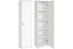 KUBUTKU Armadio da ufficio, armadio per documenti, armadio per vestiti, armadio multiuso, scaffale per ufficio con 1 porta e 5 scomparti, armadio universale per ufficio e casa 180 x 40 x 35 cm (bianco)