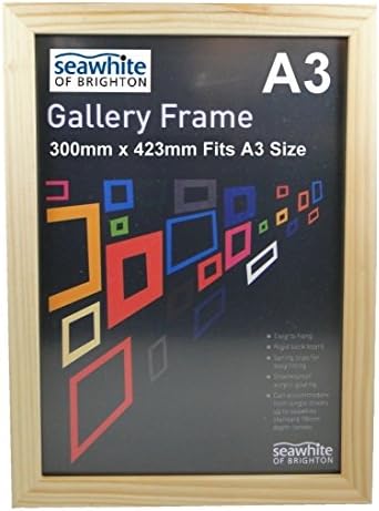 Seawhite Natural A3 Natural Artist Wooden Gallery Frame Photo Frame Picture Frame Shatterproof Acrylic 36mm Deep (300mm x 423mm To Fit A3)