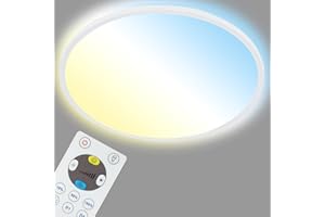 BRILONER Leuchten LED Panel, Deckenleuchte dimmbar, Deckenlampe mit Backlight, inkl. Fernbedienung, 18 Watt, 2400 Lumen, Weiß, 293x28mm (DxH)