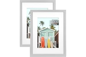 kennethan 2er Set 30x40 Grau MDF-Holzfotorahmen mit Acrylglas, ideal zum Aufhängen und Ausstellen von Urkunden.(Grau, 30x40-2er Pack)