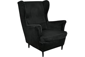 Mingfuxin Wingback Chair Covers 2 Piece Set Stretch Wing Chair Cushion Sofa Slipcover, Removable Velvet Wing Back Armchair Slipcovers Furniture Protector for Living Room Bedroom Hotel