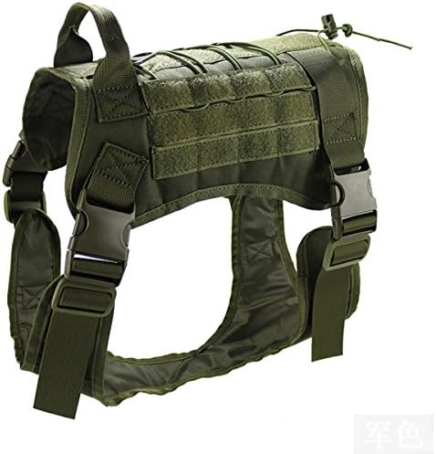 ODSS Service Dog Harness Vest for Walking Hiking Hunting Tactical Military Waterproof MOLLE Training Harness for Service Dog 1000D Nylon (XL, Army Green)