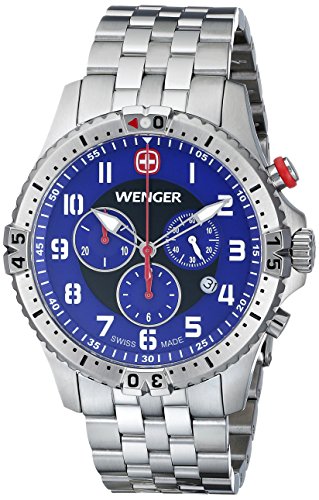 Wenger Herren-Armbanduhr XL SQUADRON CHRONO Analog Quarz Edelstahl 77060 Wenger Herren-Armbanduhr XL SQUADRON CHRONO Analog Quarz Edelstahl 77060