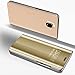 Produktbild Luxus Spiegel Hülle für Galaxy J5 2017, Girlyard PU Leder Flip Hülle mit Hart PC Bumper Ultra Slim Clear View Electroplate Plating Design Schutzhülle Standfunktion Magnetverschluss für Samsung Galaxy J5 (2017) J530 - Gold