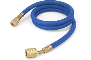 R410a Kältemittelschläuche, LNSYSNS Klimaanlage Füllschlauch, 1,5 m-800 PSI Kältemittel Füllschläuche mit 1/4 SAE-Gewindeanschluss für R410-Kältemittel, Klimaanlagenzubehör (Blau)
