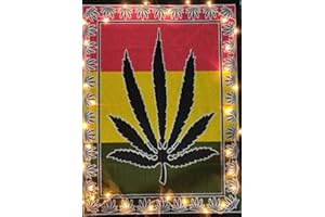 INDIAN CRAFT CASTLE ICC - Póster con diseño de hoja de marihuana, cannabis, estilo hippie, bohemio y rastafari, tapiz para pared, arte psicodélico, 76 x 102 cm,