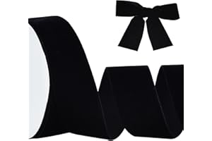 RIBBOOO Schwarzes Samtband 4cm x 10yds, Vintage Samtband für Weihnachten, Kranz Bögen Dekoration Handwerk Geschenkverpackung, Valentinstag Bouquet Verpackung