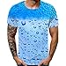 Produktbild POIUDE Unisex 3D Flood Druck Sommer Lustige Beiläufige Kurzarm T-Shirts Tees Bluse M-3XL(Blau, XXL)