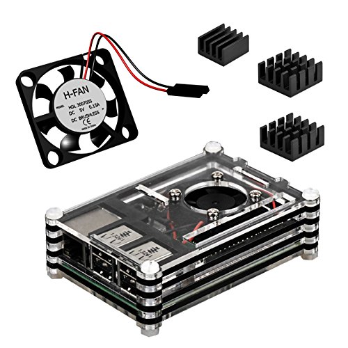 4 en 1 kit profesional para Raspberry Pi 3   Raspberry Pi Modelo B 2  negras en rodajas 9 Capas caja de la caja de refrigeraci  n   cable USB Mini Fan   Micro con giro   encendido  fresco  negro 