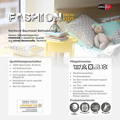 2-tlg. Kinder-Bettwäsche 135 x 200 cm | Baumwolle Renforcé 4-Jahreszeiten | CelinaTex 5000391 | rosa pink grün Prinzessin - 3
