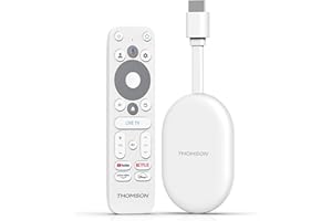 THOMSON Go Cast 150, Google TV, 4K UHD, Streaming Dongle, Commande Vocale, Google Cast, Dolby Atmos, Dolby Digital Plus, Wi-FI, Bloc d’Alimentation, 2 GB RAM, 8 GB Stockage