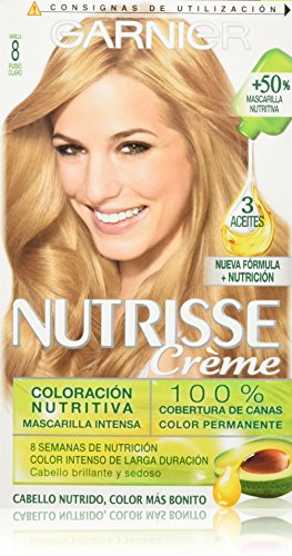 Garnier Nutrisse Creme Coloración permanente con mascarilla nutritiva de cuatro aceites - Tono: Rubio Claro 8.0