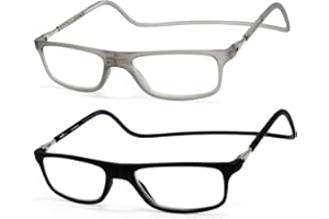 NEW VISION 2 Pack Occhiali Da Lettura con Calamita, Occhiali con Calamita Da Vista, Occhiali Calamitati Da Collo, Occhiali Lettura Calamita per Uomo e Donna NV2904 (C9+C6, 2, x)
