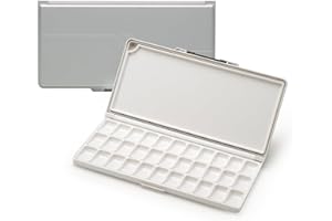 MEEDEN Wet Palette per pittura - Tavolozza di Acquerelli Acquerello Acrilico Gouache Sigillata, 33 pozzi - Palette di pittura con coperchio e Ampie Aree di Miscelazione, Grigio