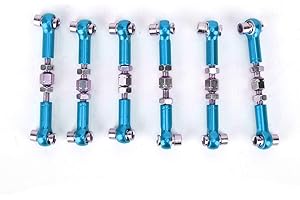 Dilwe Ensemble de tiges de Direction réglables de Liens de servocommande 6PCS adaptés pour HSP/Redcat ZD Racing/Hpi/LRP/Wltoys, Buggy de Camion de Voiture de dérive 1/12 et 1/10(Bleu Clair)