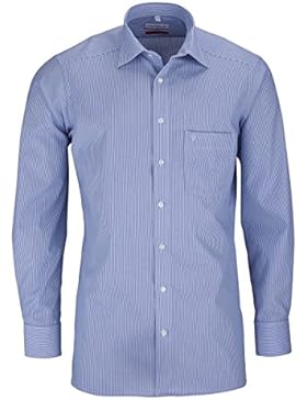 MARVELIS Modern Fit Hemd Langarm Zündholzstreifen mittelblau