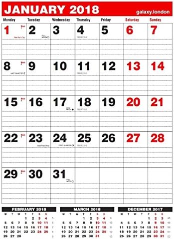 2020 one month to view black red monthly office calendar planner wall hanging