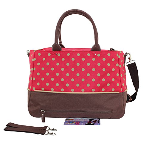 Landuo Women's Diaper Nappy Bag Dots Tote Size M Red