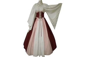 Aibaowedding Damen Renaissance Mittelalter Kostüme Kleid Trompetenärmel Gothic Retro Kleid