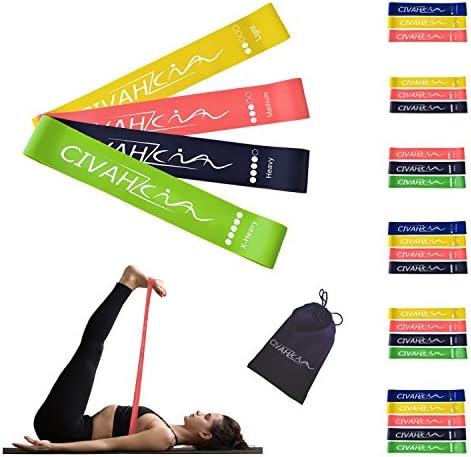 CIVAH resistance loop bands natural latex exercies band includes workout booklet for hysical therapy pilates yoga rehab sport fitness strength belt