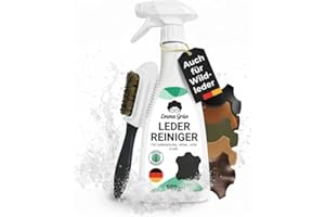 ‎EMMA GRÜN Emma Grün® Lederreiniger & Alcantara Reiniger 500ml [+WILDLEDERBÜRSTE] - Lederpflege Auto für Autositze - Kunstleder & Wildleder Reiniger - Leder Reinigung Auto & Schuhe - Made in Germany